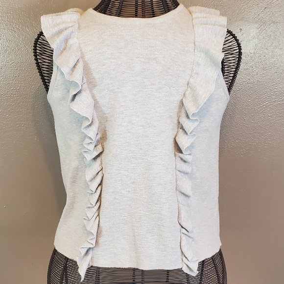 Madewell Tops - NWT Madewell Gray Ruffle Ribbon Sleeveless Blouse